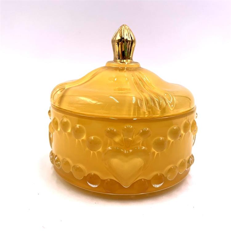 Yellow gift heart festival decor candle jar Glass vintage christmas decoration empty wax cup